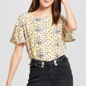 Mossimo Polka Dot Ruffle Sleeve Blouse Plus Size XXL NWT